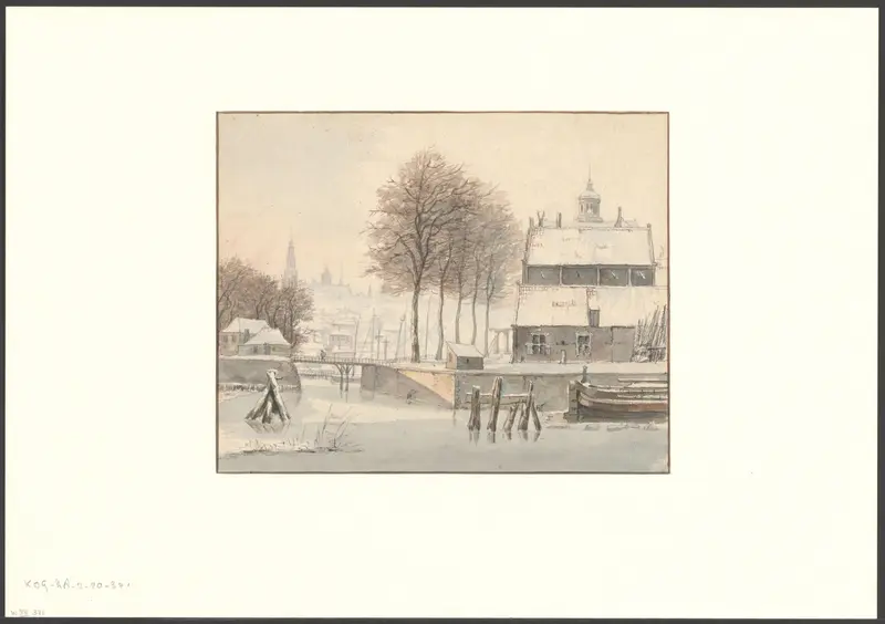Gezicht op de Oostenburg tijdens winter Wall Art by Unknown - High-Resolution Digital Print