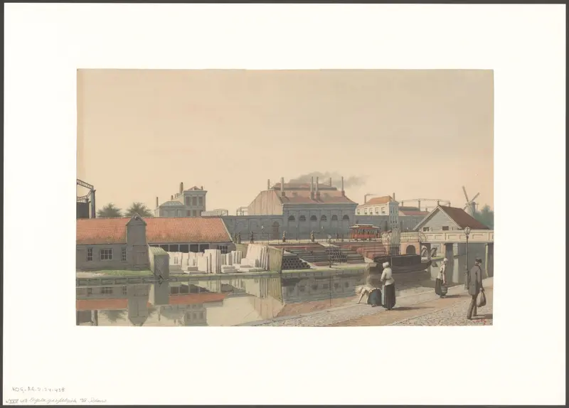 Gezicht op de Oude Engelse Gasfabriek aan de Schans, tegenover de Elandsstraat Wall Art by Unknown - High-Resolution Digital Print