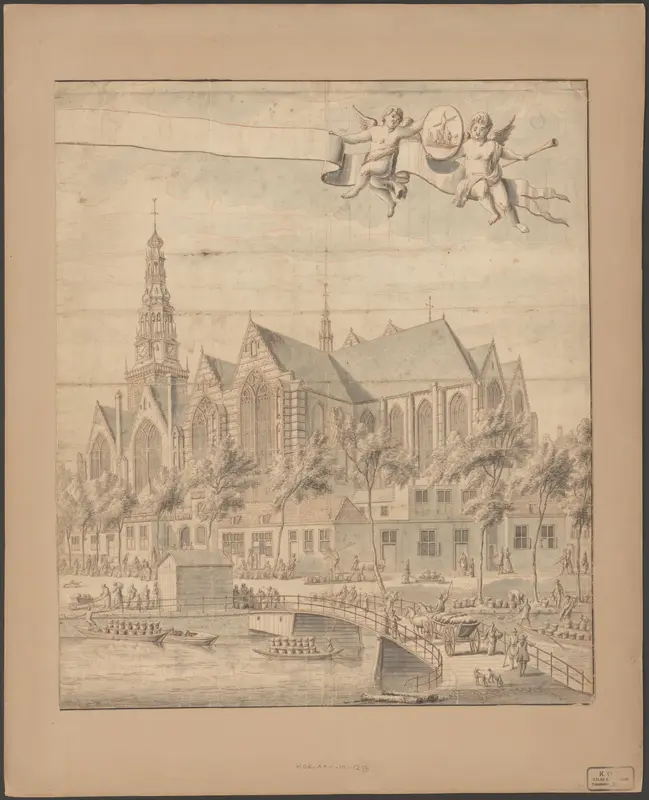 Gezicht op de Oude Kerk te Amsterdam Wall Art by Abraham Rademaker - High-Resolution Digital Print