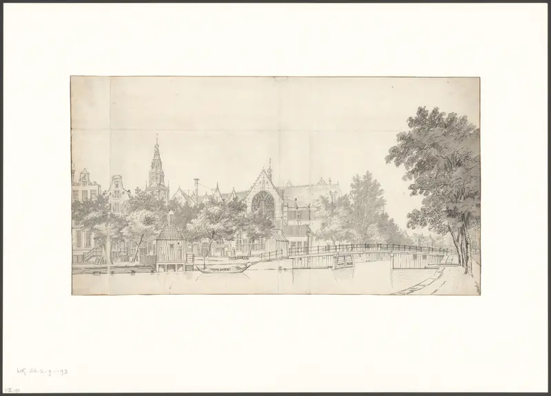 Gezicht op de Oude Kerk vanaf de Oudezijds Voorburgwal Wall Art by Jan de Beijer - High-Resolution Digital Print