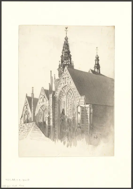 Gezicht op de Oude Kerk Wall Art by Unknown - High-Resolution Digital Print