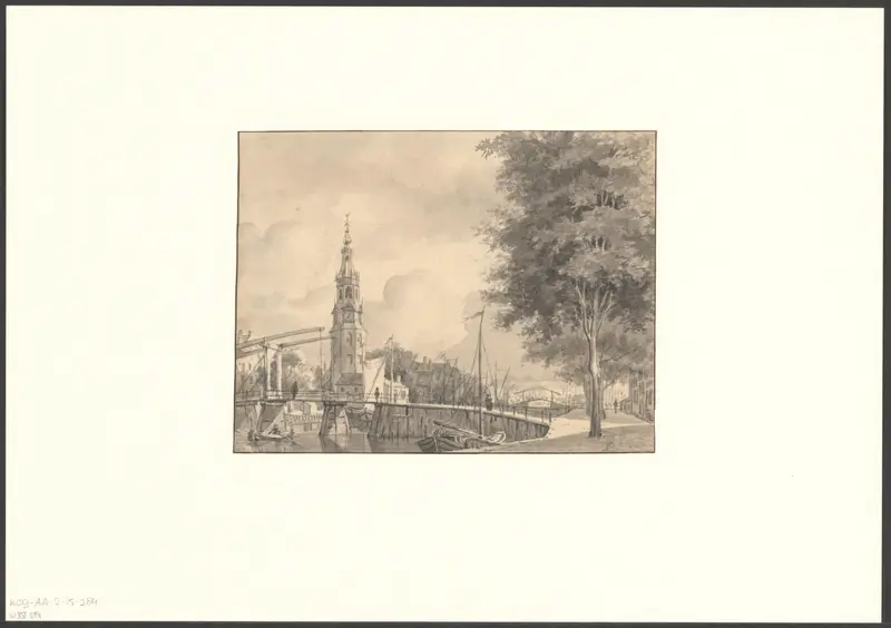 Gezicht op de Oudeschans, de kalkmarkt en de Montelbaanstoren Wall Art by Unknown - High-Resolution Digital Print