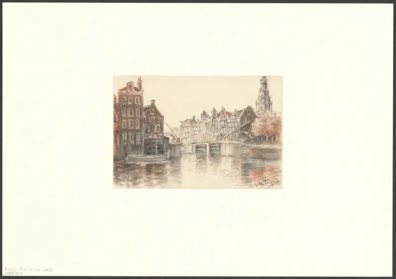 Gezicht op de Oudeschans gezien naar de Sint Antoniesluis en de Zuiderkerkstoren Wall Art by Unknown - High-Resolution Digital Print
