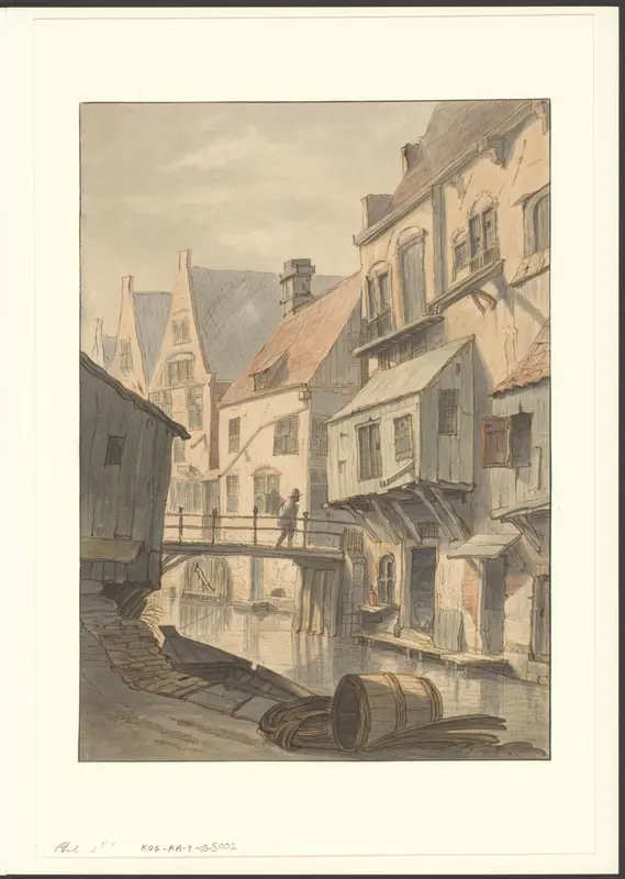 Gezicht op de Oudezijds Achterburgwal bij de Waterpoortsteeg Wall Art by Unknown - High-Resolution Digital Print