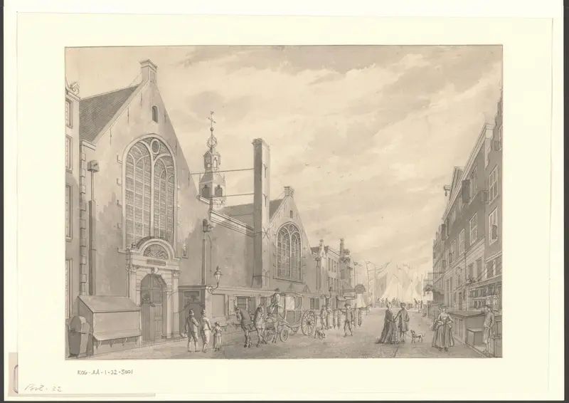 Gezicht op de Oudezijds Kapel aan de Zeedijk Wall Art by Unknown - High-Resolution Digital Print