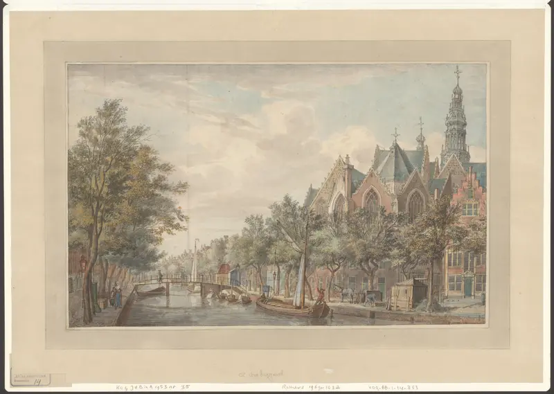Gezicht op de Oudezijds Voorburgwal met rechts de Oude Kerk Wall Art by Unknown - High-Resolution Digital Print
