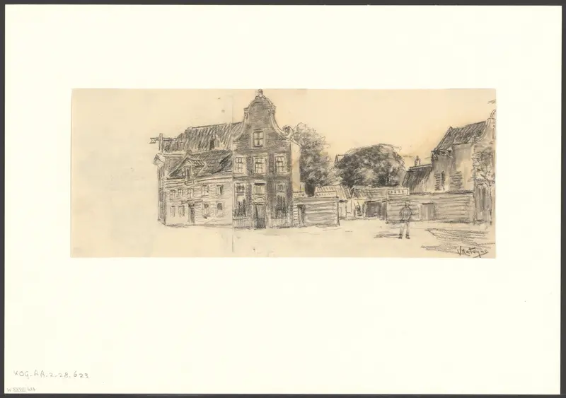 Gezicht op de Overtoom met het terrein van de voormalige herberg Het Hof van Holland Wall Art by Unknown - High-Resolution Digital Print