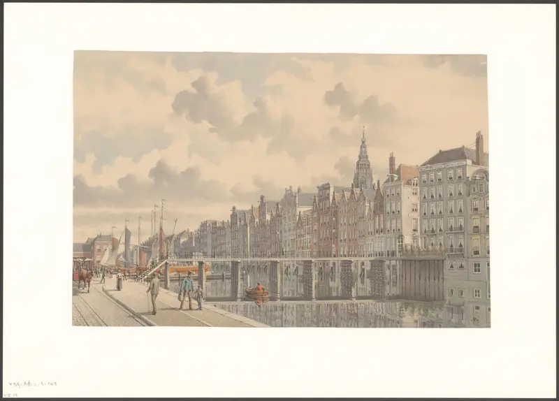 Gezicht op de Papenbrug over het Damrak Wall Art by Unknown - High-Resolution Digital Print
