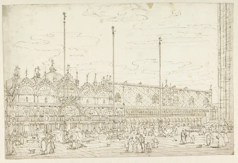 Gezicht op de Piazza San Marco naar de San Marco gezien, te Venetië Wall Art by Bernardo Bellotto - High-Resolution Digital Print