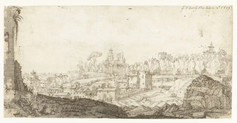 Gezicht op de Pincio vanuit het zuidoosten, Rome Wall Art by Unknown - High-Resolution Digital Print