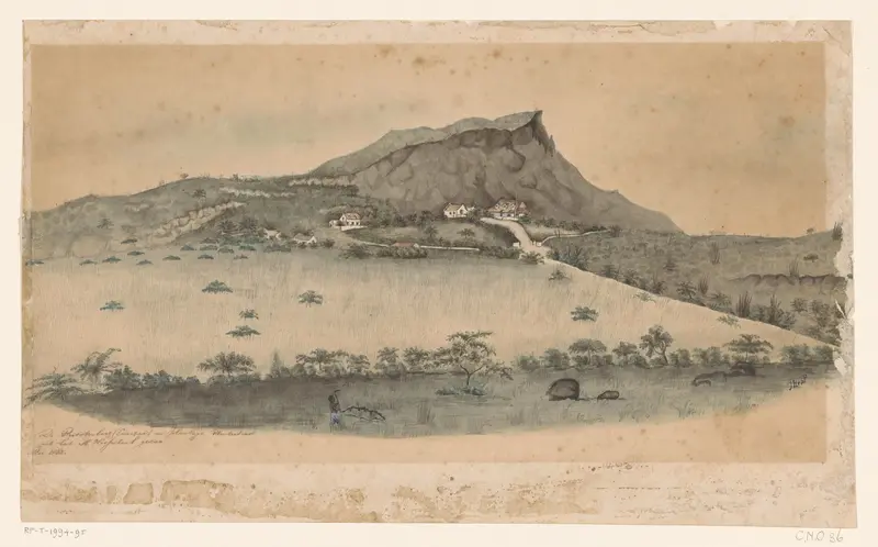 Gezicht op de plantage Plantersrust op Curaçao Wall Art by Unknown - High-Resolution Digital Print