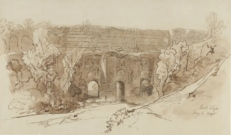 Gezicht op de Ponte Lupo (bij Tivoli) Wall Art by Edward Lear - High-Resolution Digital Print