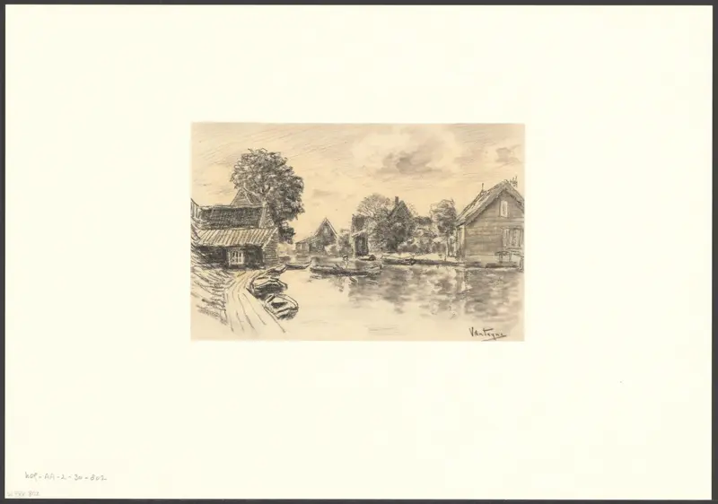 Gezicht op de Postjeswetering vanaf de brug op de Hoofdweg Wall Art by Unknown - High-Resolution Digital Print
