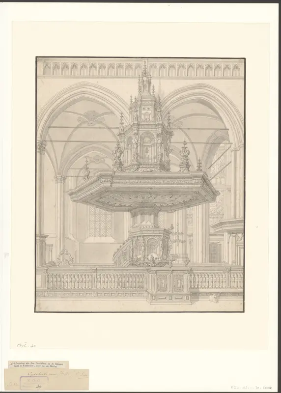 Gezicht op de predikstoel in de Nieuwe Kerk Wall Art by Unknown - High-Resolution Digital Print