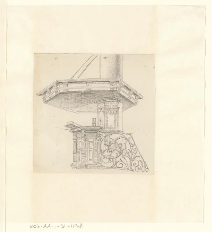 Gezicht op de preekstoel in de Oude Kerk Wall Art by Unknown - High-Resolution Digital Print