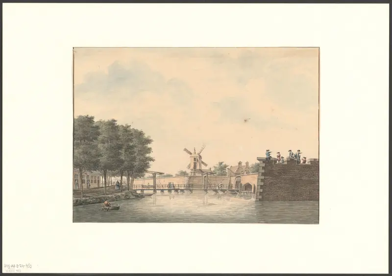Gezicht op de Raampoort en molen De Vervanger Wall Art by Unknown - High-Resolution Digital Print