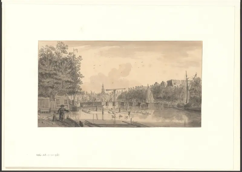 Gezicht op de Rapenburgergracht, gezien richting de Montelbaanstoren Wall Art by anonymous - High-Resolution Digital Print