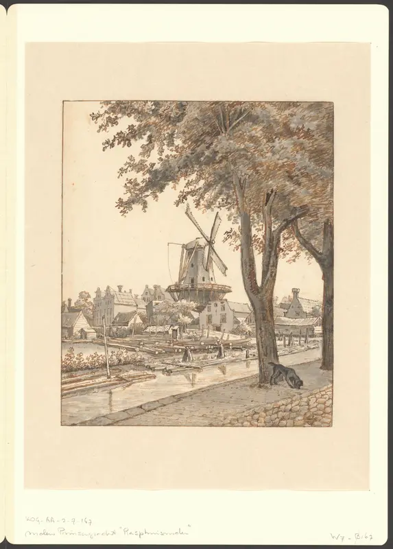 Gezicht op de Rasphuismolen bij de Nieuwe Prinsengracht Wall Art by Unknown - High-Resolution Digital Print