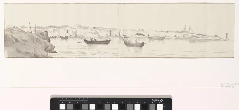 Gezicht op de rede met schepen voor anker bij Monopoli Wall Art by Louis Ducros - High-Resolution Digital Print