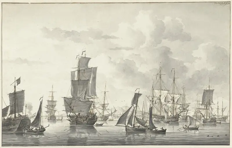 Gezicht op de rede van Batavia Wall Art by Hendrik Kobell - High-Resolution Digital Print
