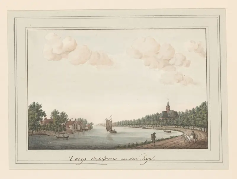 Gezicht op de Rijn bij het dorp Oudshoorn Wall Art by anonymous - High-Resolution Digital Print