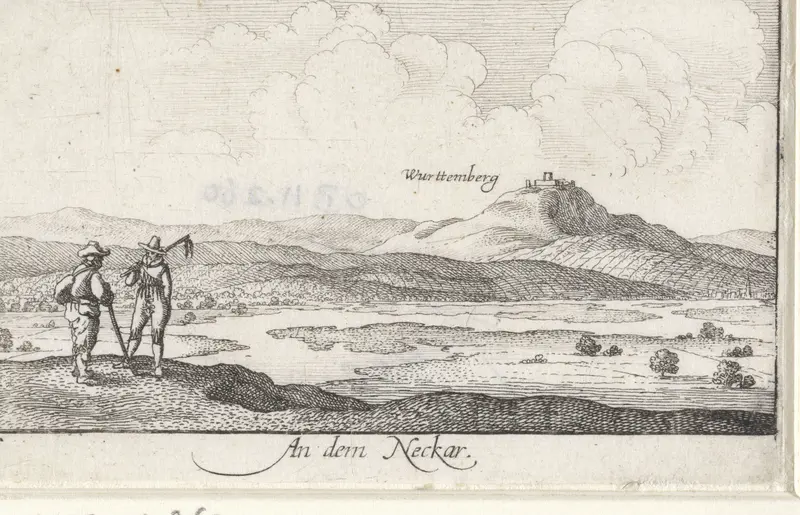 Gezicht op de rivier de Neckar nabij Württemberg Wall Art by Abraham Hogenberg - High-Resolution Digital Print