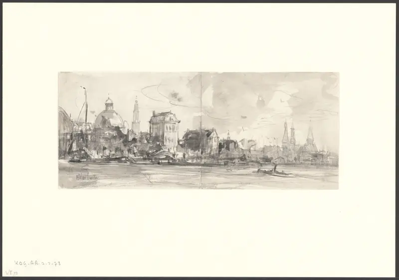Gezicht op de Ronde Lutherse Kerk en de Posthoorn vanaf het IJ Wall Art by Unknown - High-Resolution Digital Print