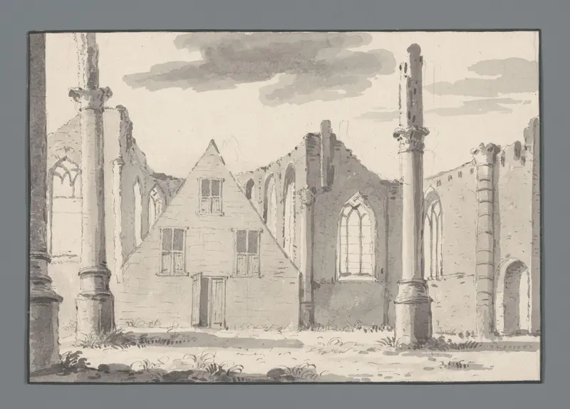 Gezicht op de ruïne van het koor van de Sint-Maartens- of Grote Kerk in Tiel Wall Art by Unknown - High-Resolution Digital Print
