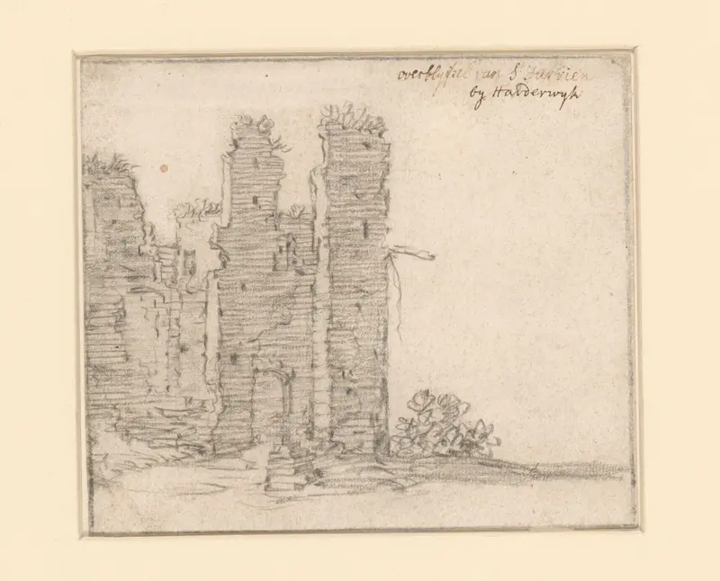 Gezicht op de ruïne van het Sint-Jurrienklooster te Harderwijk Wall Art by anonymous - High-Resolution Digital Print