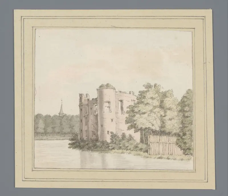 Gezicht op de ruïne van Kasteel Ravesteyn of Slot Heenvliet Wall Art by anonymous - High-Resolution Digital Print