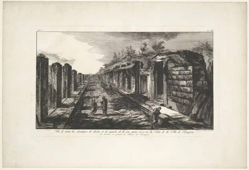 Gezicht op de ruïnes van een oude winkelstraat te Pompeï Wall Art by Unknown - High-Resolution Digital Print