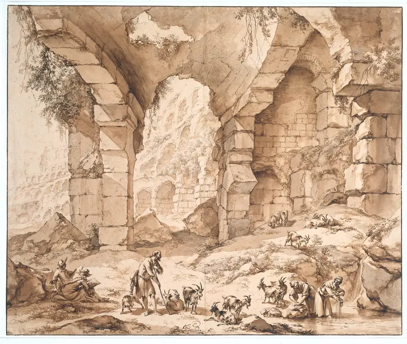 Gezicht op de ruïnes van het Colosseum Wall Art by Nicolaes Pietersz Berchem - High-Resolution Digital Print