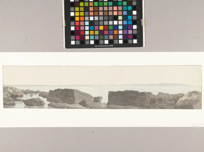 Gezicht op de ruïnes van het Fort Sarazin bij Tarente Wall Art by Louis Ducros - High-Resolution Digital Print