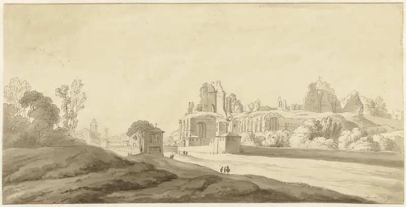 Gezicht op de ruïnes van het paleis op de Palatijn te Rome Wall Art by Unknown - High-Resolution Digital Print