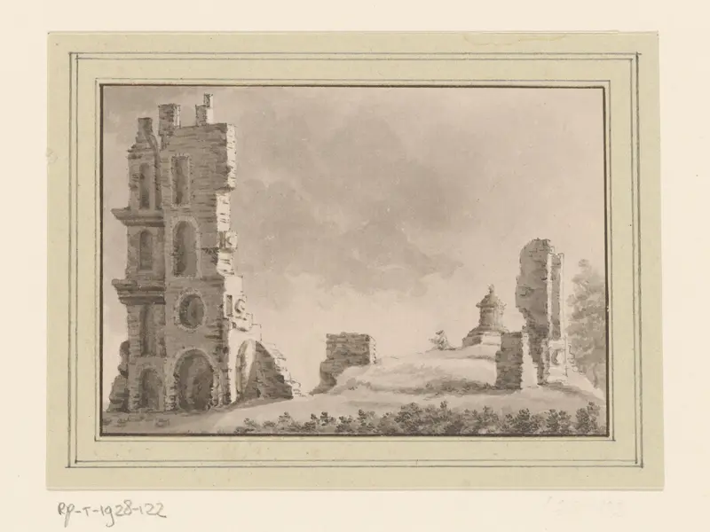 Gezicht op de ruïnes van Huis ter Kleef bij Haarlem Wall Art by anonymous - High-Resolution Digital Print