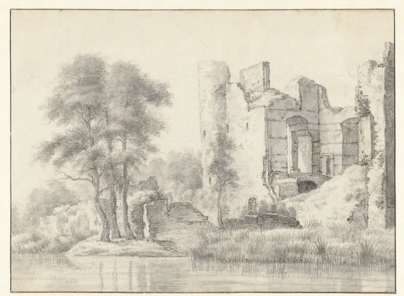 Gezicht op de ruïnes van Kasteel te Heenvliet Wall Art by Unknown - High-Resolution Digital Print