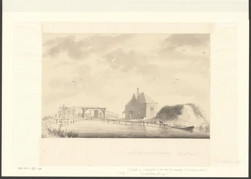Gezicht op de schutsluis in de Weespertrekvaart Wall Art by Unknown - High-Resolution Digital Print