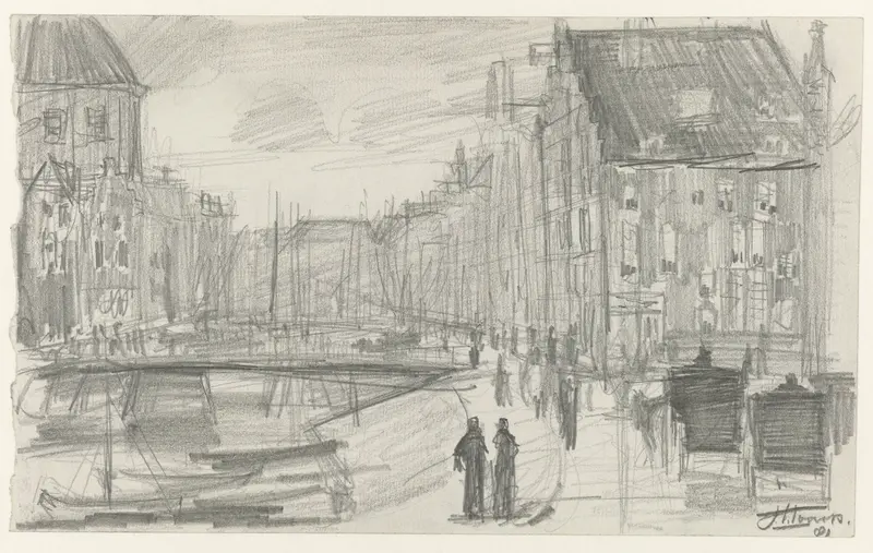 Gezicht op de Singel te Amsterdam met links de oude Lutherse kerk Wall Art by Jan Toorop - High-Resolution Digital Print