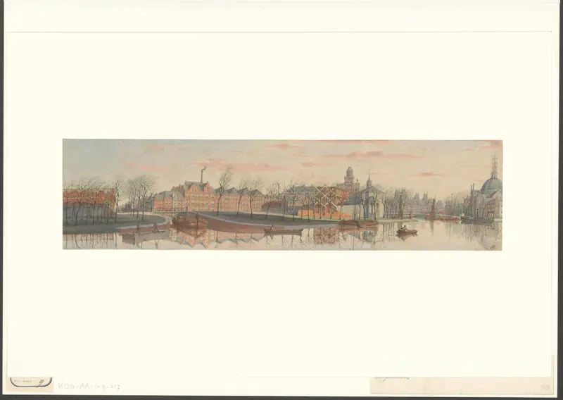 Gezicht op de Singelgracht gezien naar de Leidsebrug en de Leidsekade Wall Art by Unknown - High-Resolution Digital Print