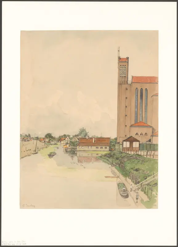 Gezicht op de Sint-Augustinuskerk vanaf de Postjeskade Wall Art by Unknown - High-Resolution Digital Print