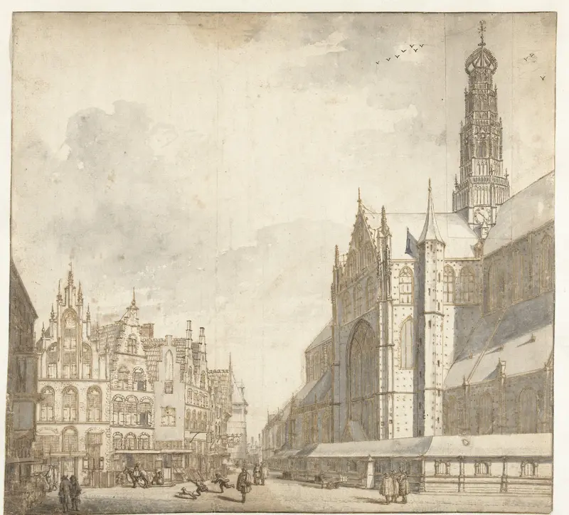Gezicht op de Sint-Bavo te Haarlem Wall Art by Laurens Vincentsz. van der Vinne - High-Resolution Digital Print