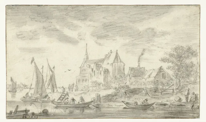 Gezicht op de Sint-Martinuskerk te Burcht, langs de Schelde Wall Art by anonymous - High-Resolution Digital Print