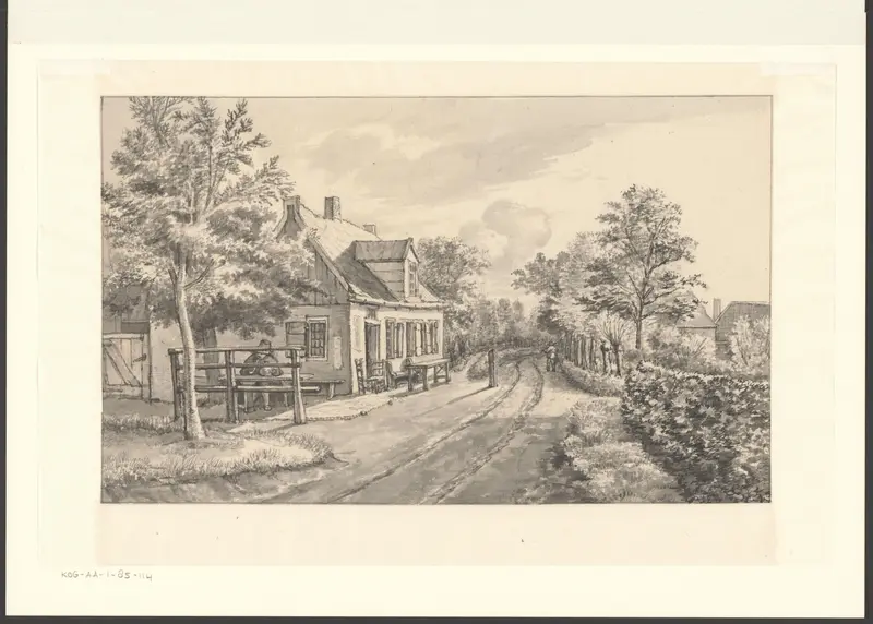 Gezicht op de Sloterweg met herberg Het Dronkemanshuisje Wall Art by Unknown - High-Resolution Digital Print