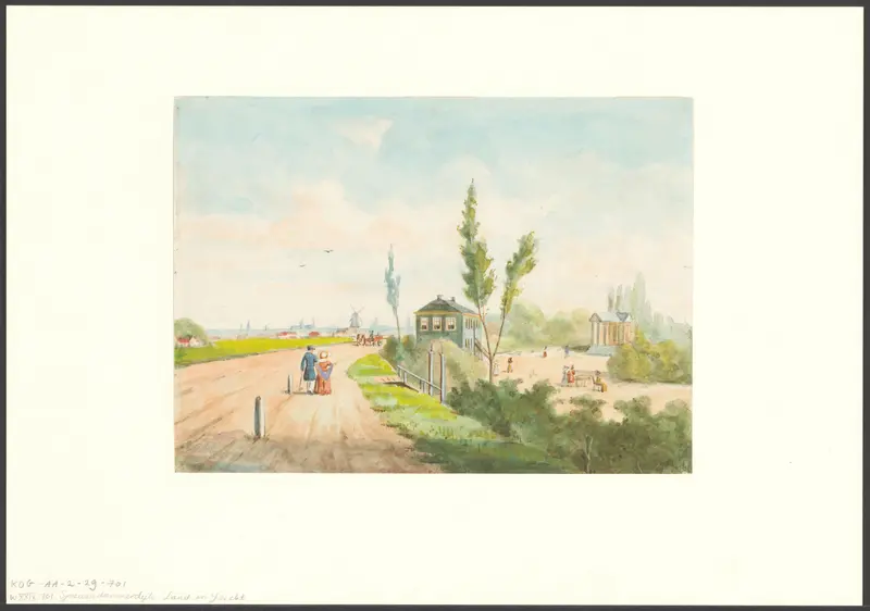 Gezicht op de Spaarndammerdijk en de tuin Land- en IJzicht Wall Art by anonymous - High-Resolution Digital Print