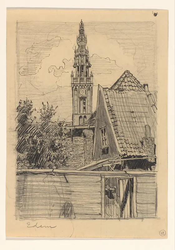 Gezicht op de Speeltoren van de Onze-Lieve-Vrouwekerk te Edam Wall Art by Wijnand Otto Jan Nieuwenkamp - High-Resolution Digital Print