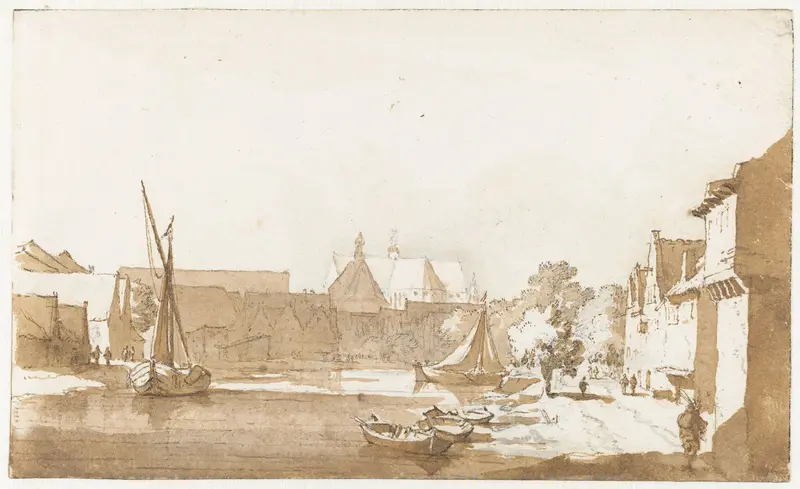Gezicht op de St. Laurenskerk en de Kapelkerk te Alkmaar Wall Art by Jan de Bisschop - High-Resolution Digital Print