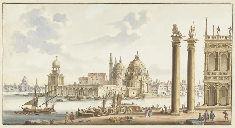 Gezicht op de Sta. Maria della Salute vanaf het S. Marcoplein te Venetië Wall Art by Unknown - High-Resolution Digital Print