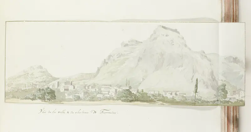 Gezicht op de stad en het kasteel van Taormina Wall Art by Louis Ducros - High-Resolution Digital Print