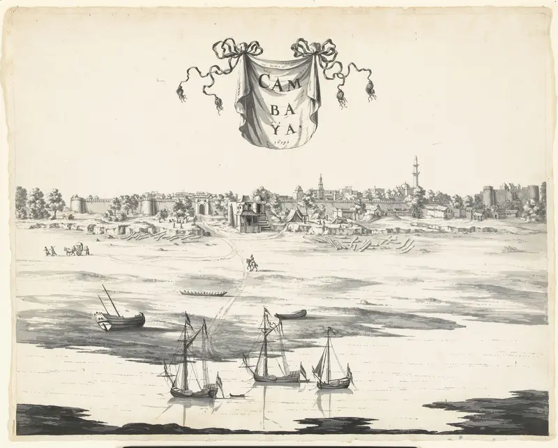 Gezicht op de stad Khambat (Cambay) Wall Art by anonymous - High-Resolution Digital Print
