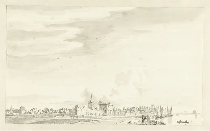Gezicht op de stad Uerdingen, gelegen aan de Rijn Wall Art by Jan de Beijer - High-Resolution Digital Print